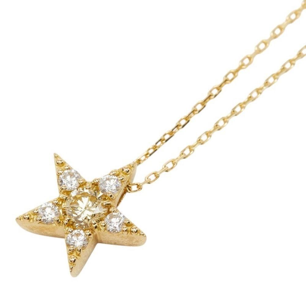 Unbranded Diamond Star Motif 18K Yellow Gold Pendant Necklace Gold